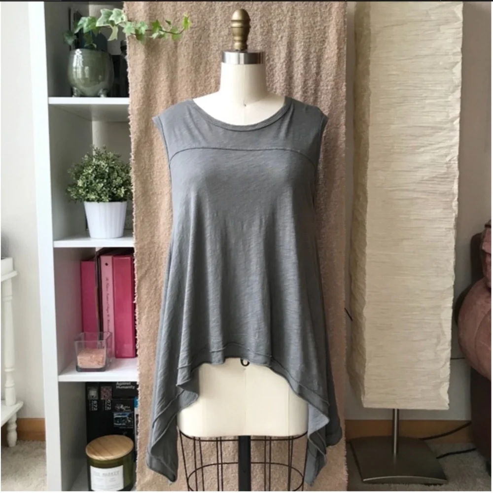 Women's Promesa Asymmetrical Trapeze Cotton Modal Tank Top In Olive Green - Picture 6 of 13